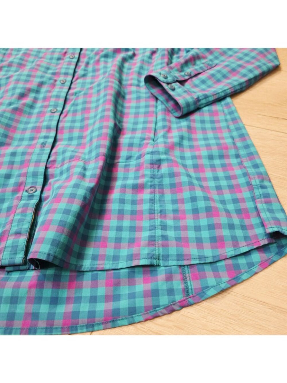 Womens Duluth Purple Blue Plaid Long Sleeve Vented Button Shirt Sz XL - Picture 6 of 6